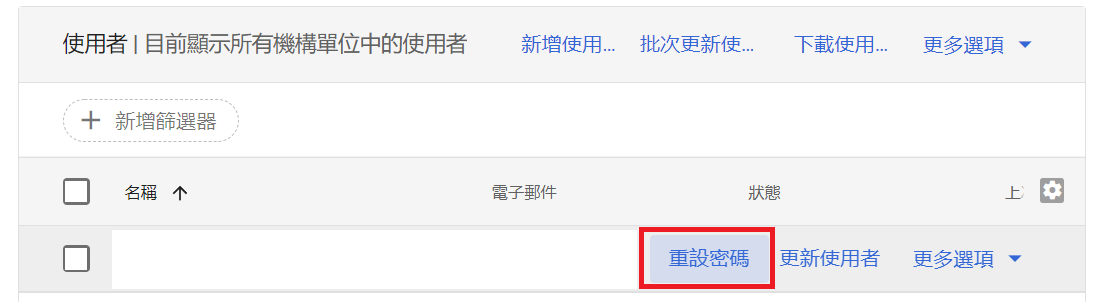 GWS 使用者 重設密碼