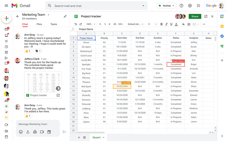 Google Chat建立的討論內容,可以直接更新至文件、試算表及簡報中