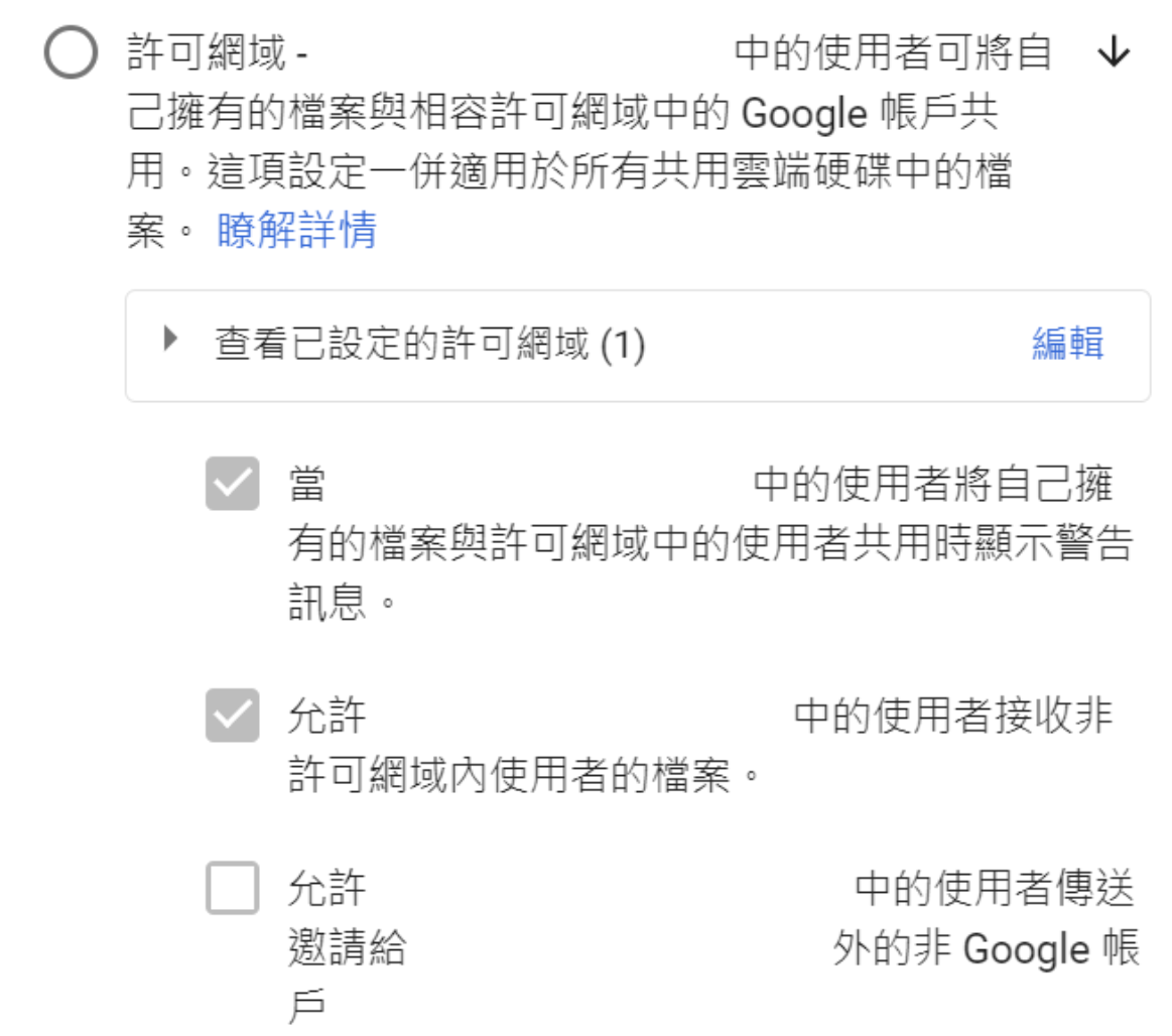 外部共用設定 許可網域