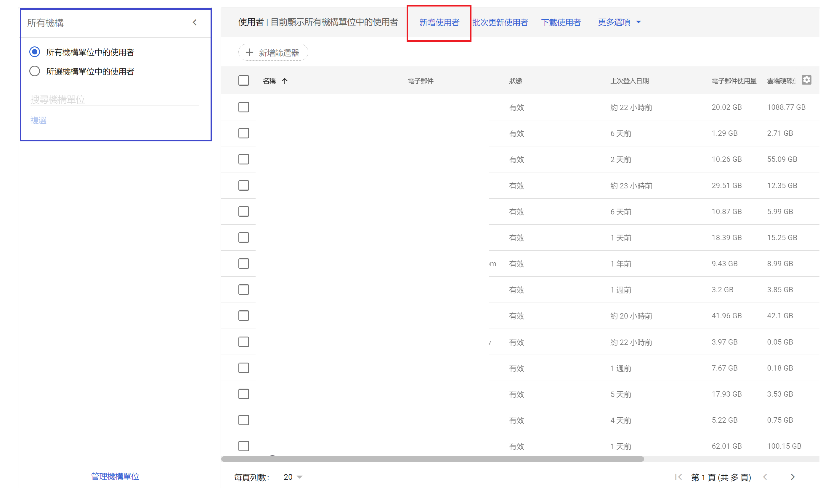 GWS 新增使用者首頁