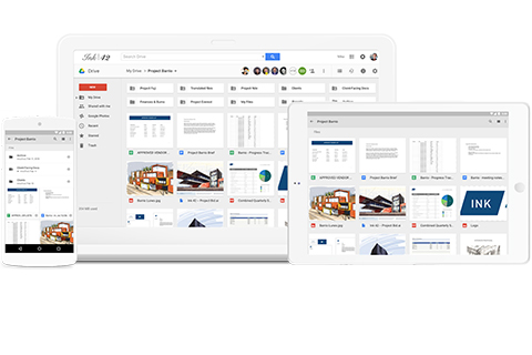 檔案放在Google 雲端硬碟 (Google Drive)上,透過瀏覽器就能存取。