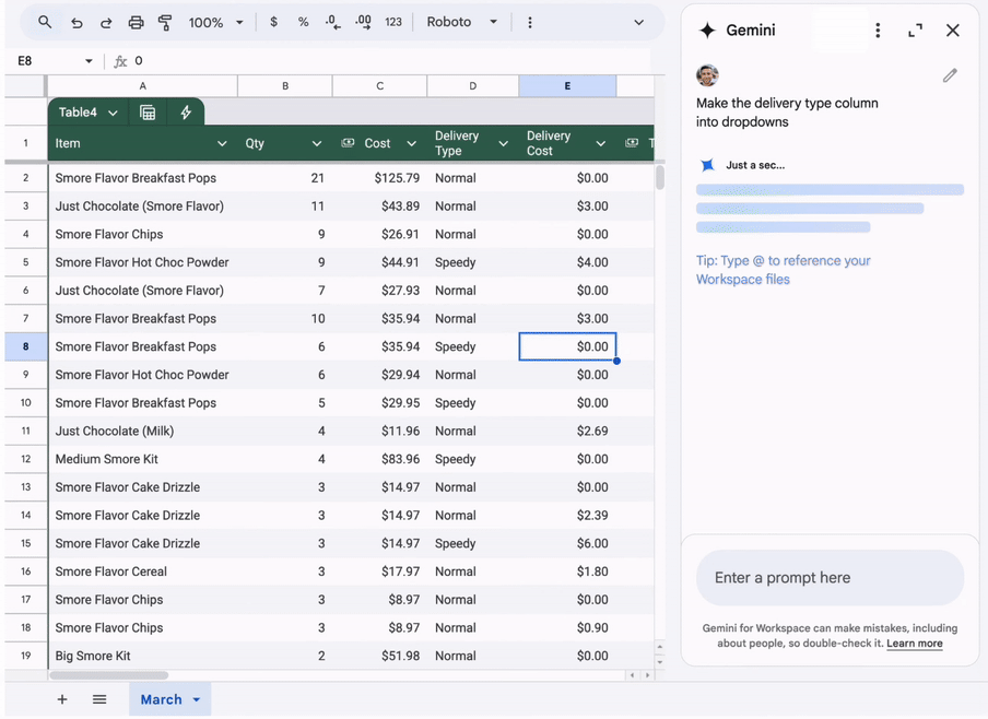 Gemini in Google Sheets
